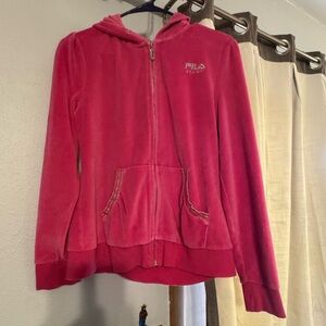 Fila SPORT women size LARGE Pink Hooded zip up Jacket outdoor vintage 90s
